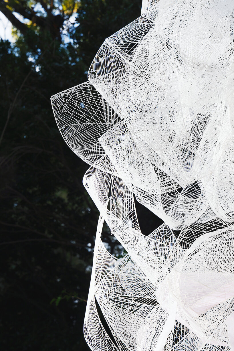 this piece uses UV-reactive bioplastic material to detect shifts in UV radiation