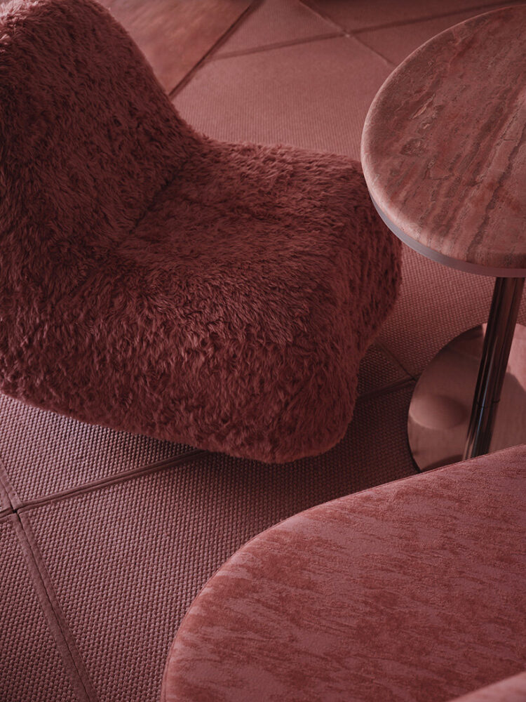 curving pink banquettes 