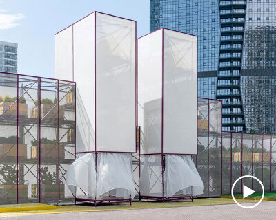 BARN arch.'s temporary scaffolding installation forms modular vertical garden in istanbul