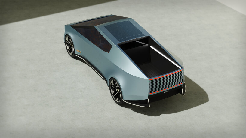 the trunk space follows the design of the Tesla vehicle