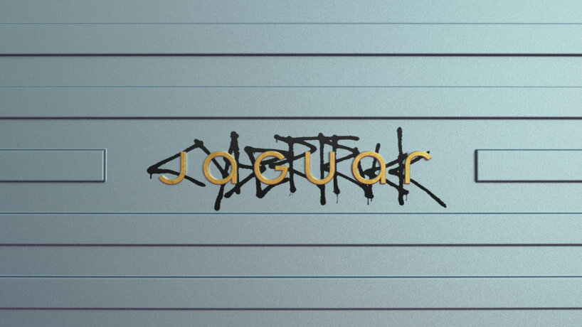 Cybertruck spray paint with Jaguar's rebranded logo on Type 00