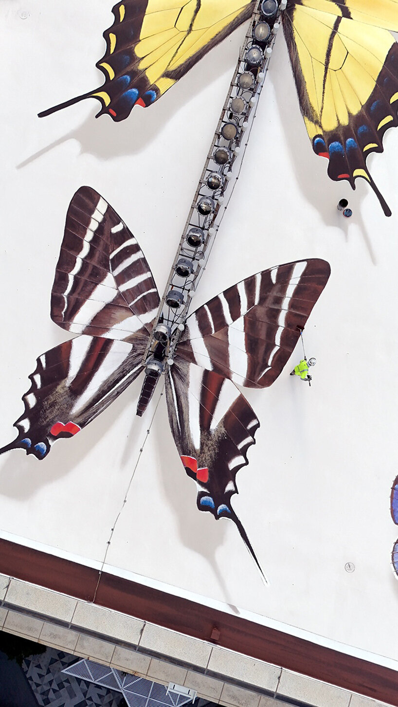 designed to appear as though the specimens are gently perched on the rooftop