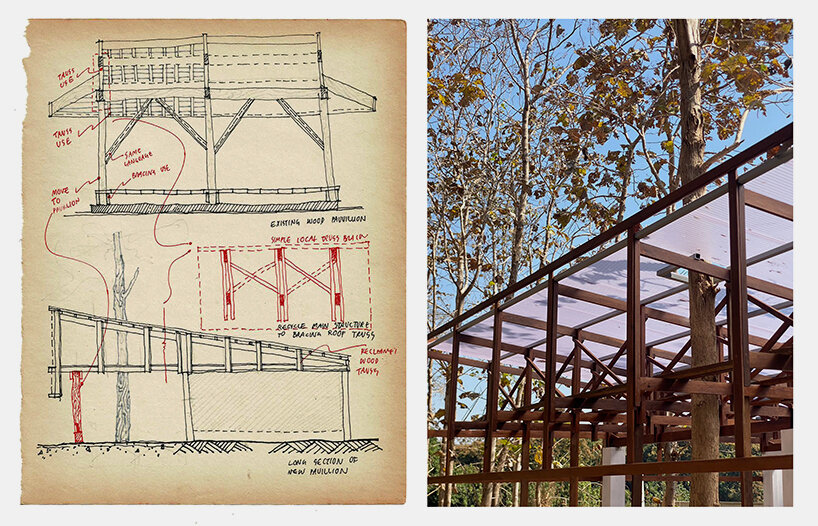 as the buildings aged, the surrounding teak landscape flourished into a vibrant ecosystem