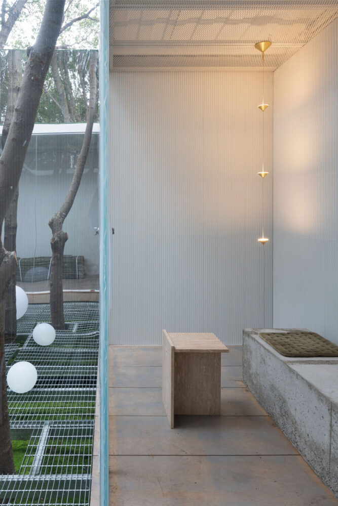 in between the interior and exterior