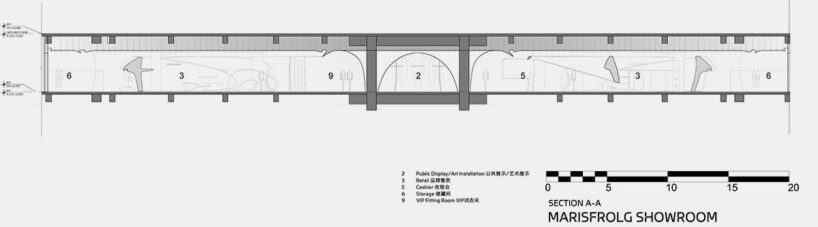 showroom section by Zaha Hadid Architects