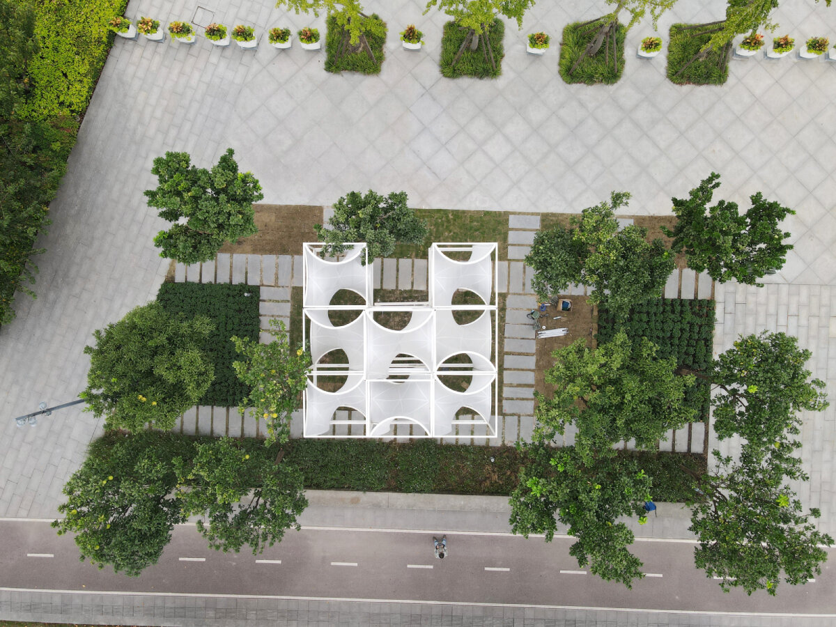 tensile membranes soften people's architecture office's modular installation in shanghai