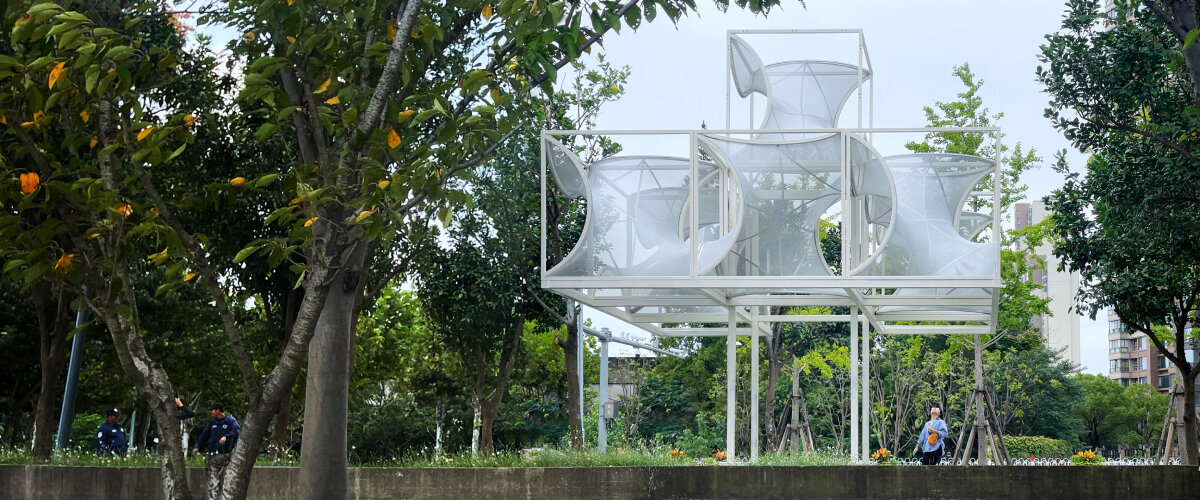 tensile membranes soften people's architecture office's modular installation in shanghai