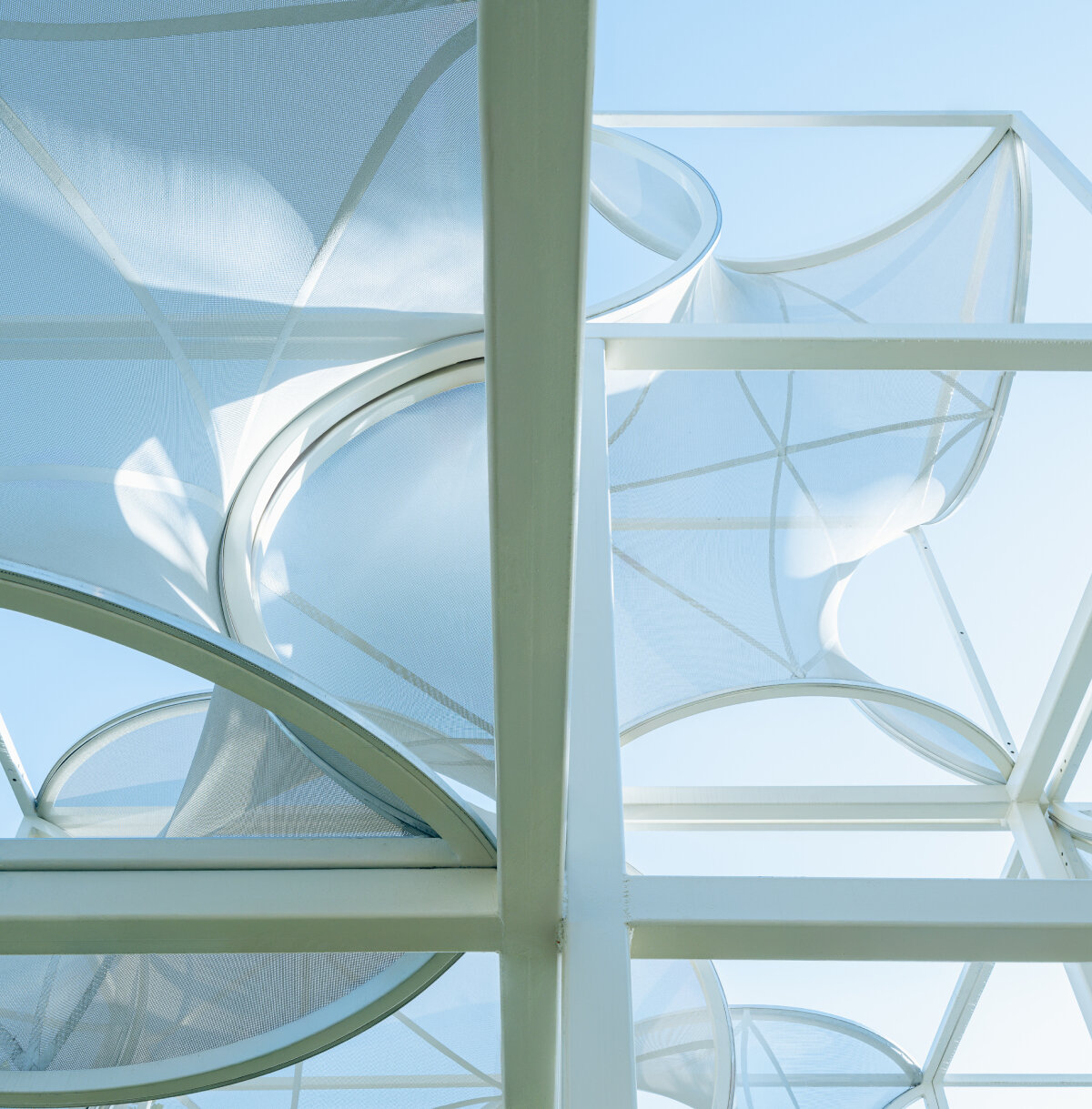 tensile membranes soften people's architecture office's modular installation in shanghai