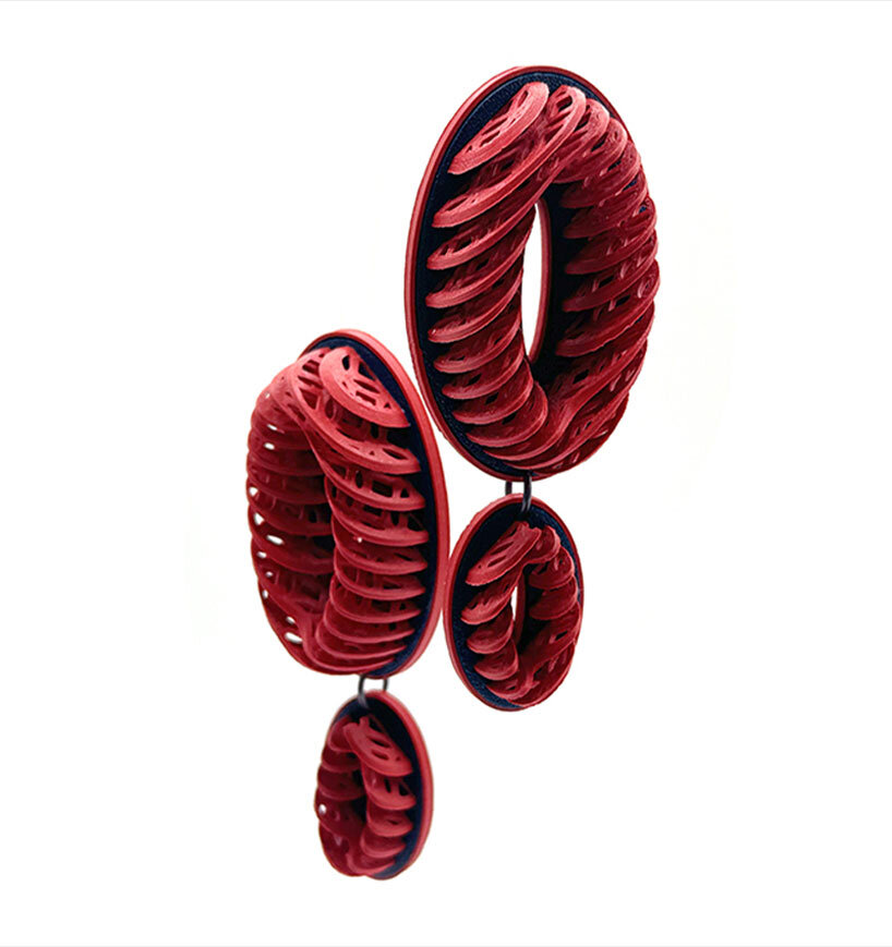 'Window' Earrings, 3D Printed PLA (Polylactic Acid), Sterling Silver, Titanium