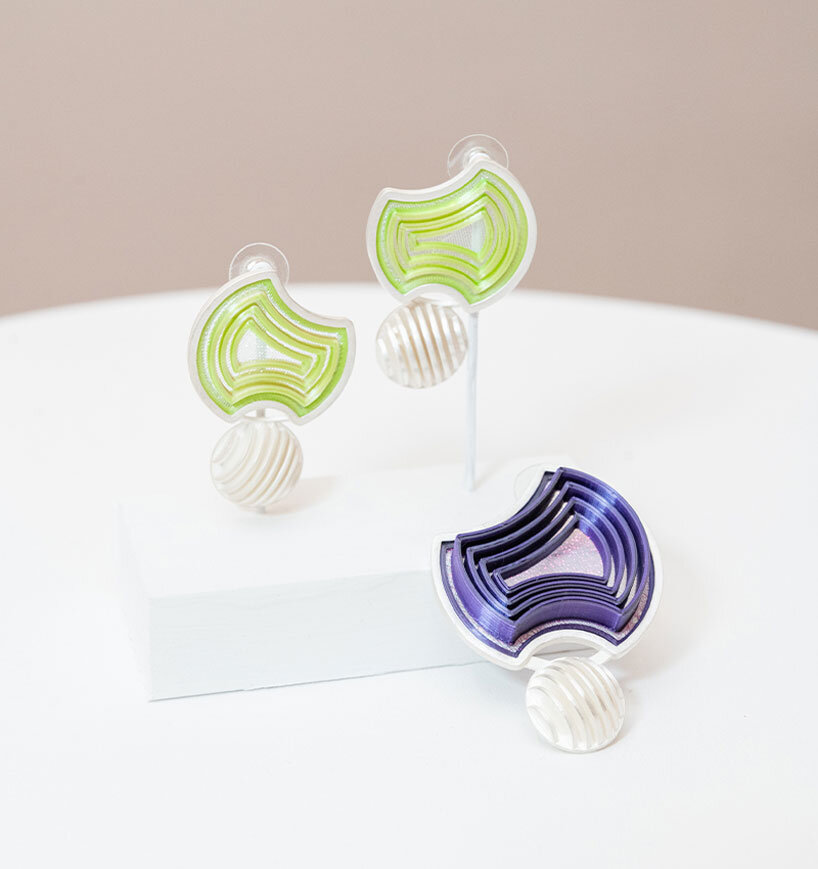'Ripple' Earrings, 3D Printed PLA (Polylactic Acid), Sterling Silver