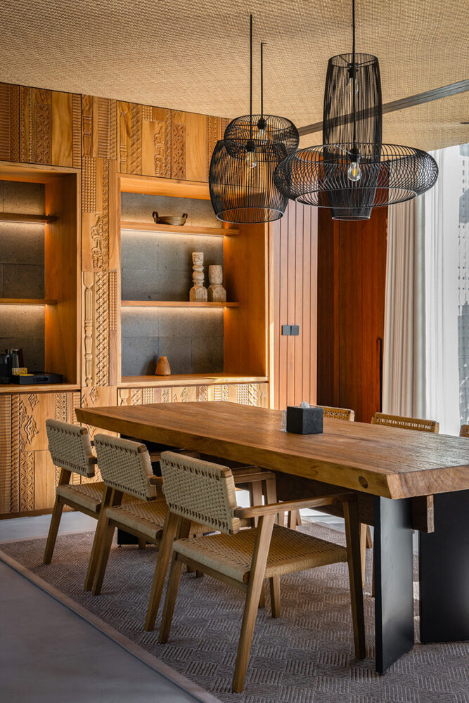 custom-made carved teak cabinets