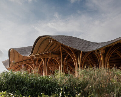 inspired by marine life, pablo luna studio sculpts 'shell restaurant' from expressive bamboo