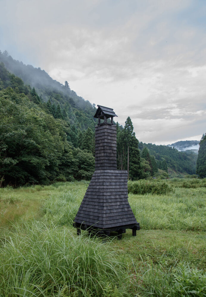 the structure stands as an homage to traditional tea pavilions, reinterpreted in a new form