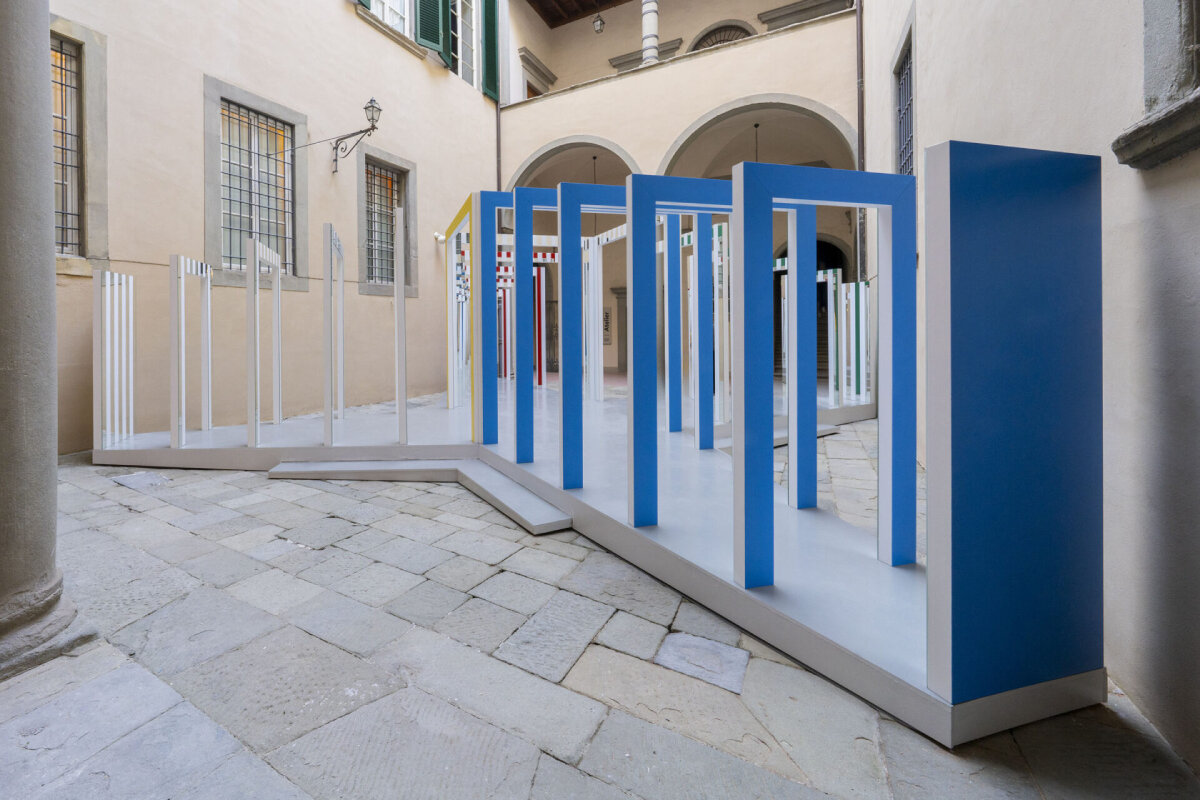 daniel buren's stripy optical interventions take over historic palazzo in italy