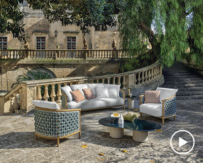 ethimo's patio reintroduces ancient weaving tradition with wood & teak outdoors furniture