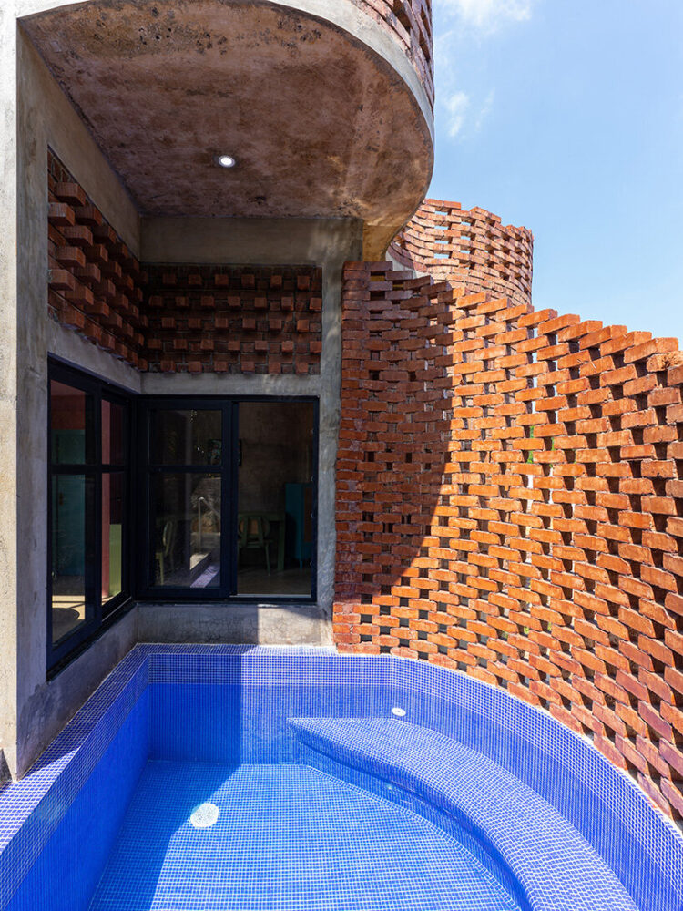 the pool is accessible via a French door