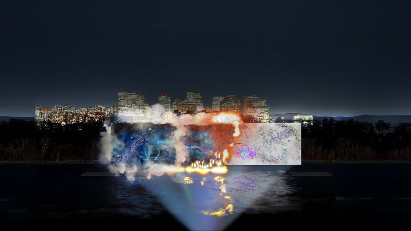 daytime fireworks, spotlights, projection | rendering by Cai Studio