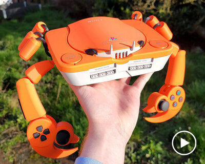 fully functional crab-shaped playstation 1 uses movable claws as the controller