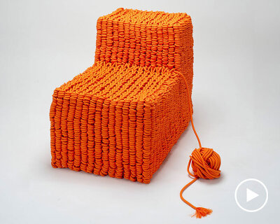 kryss weaves reclaimed climbing rope into self-supporting, shape-shifting furniture