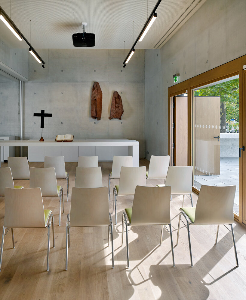 a group of biblical figures from the former parish hall in the new building