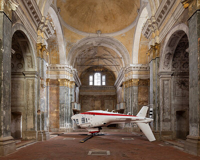 paola pivi flips helicopter upside down inside 17th-century church in cremona, italy