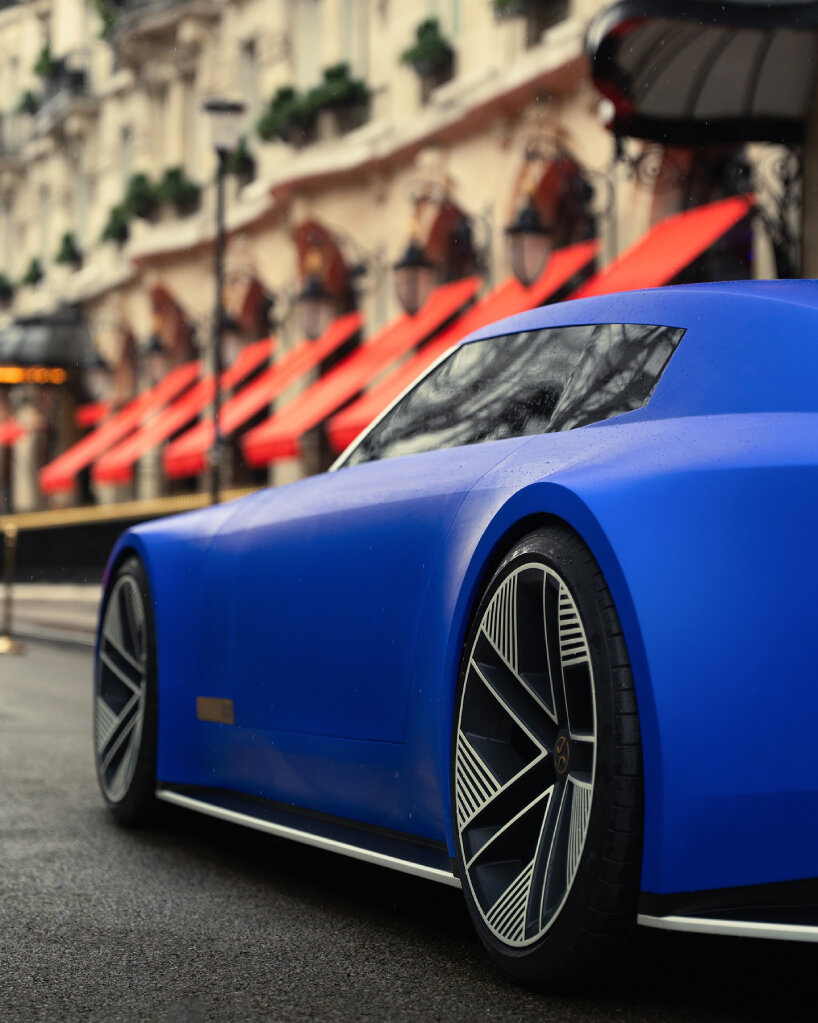 the real-life model has an elongated bonnet, a fastback roofline, and boat-tail proportions