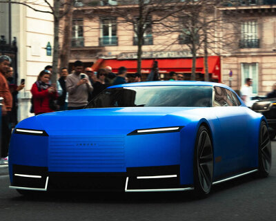 real-life jaguar type 00 car debuts on the streets of paris during the 2025 fashion week