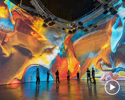 refik anadol turns frank gehry's forms into AI-generated landscapes at guggenheim bilbao