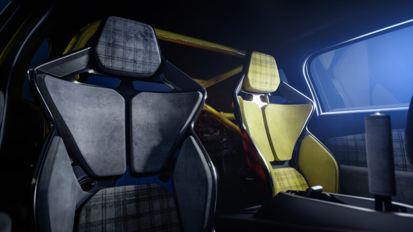 the interiors can come with yellow, white, and black racing livery of the Tour de Corse 1982 rally car