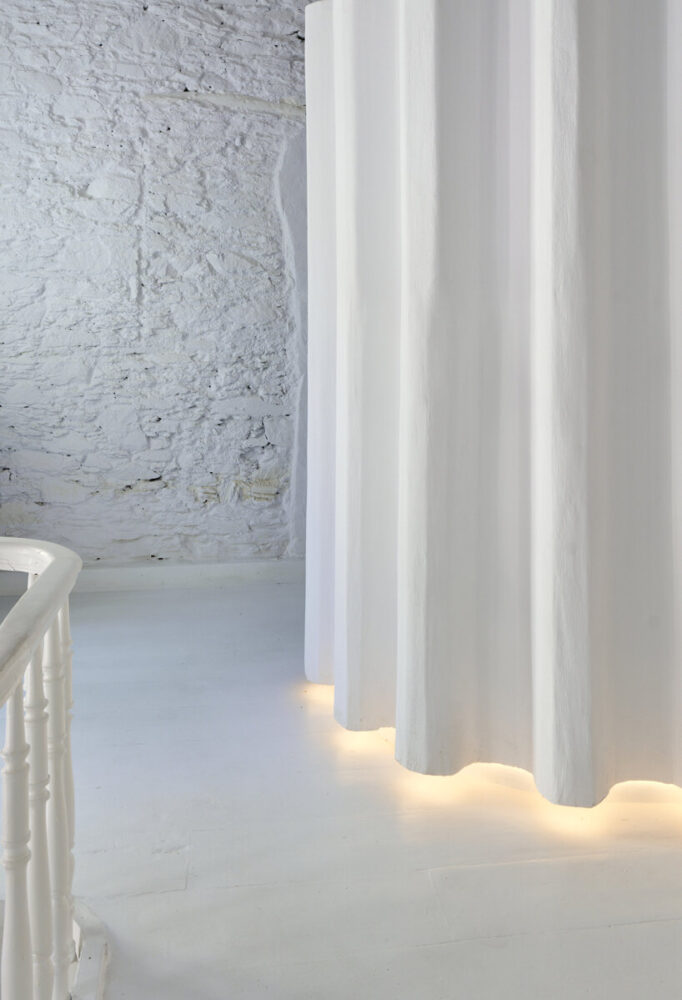 white curtains complete the interiors