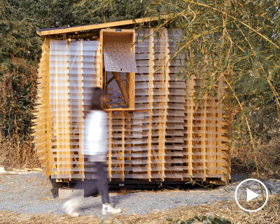 students craft XBAMBOO cabin with acrylic skin and AI-generated timber frame in china