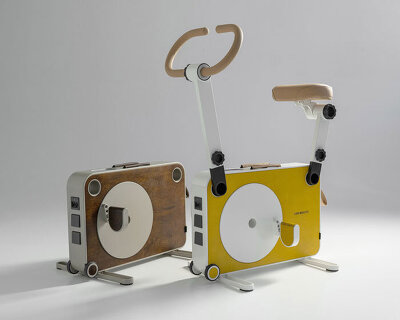 tukas ev’s exercise bike made of recycled aluminum converts kinetic energy into electricity