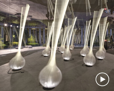 DRIFT on its robotic, softly swaying installation for AUDI at portrait milano