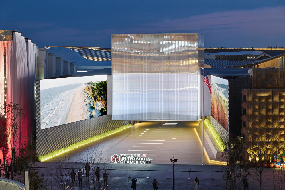 trahan architects' winged USA pavilion wrapping central plaza to open at expo 2025 osaka