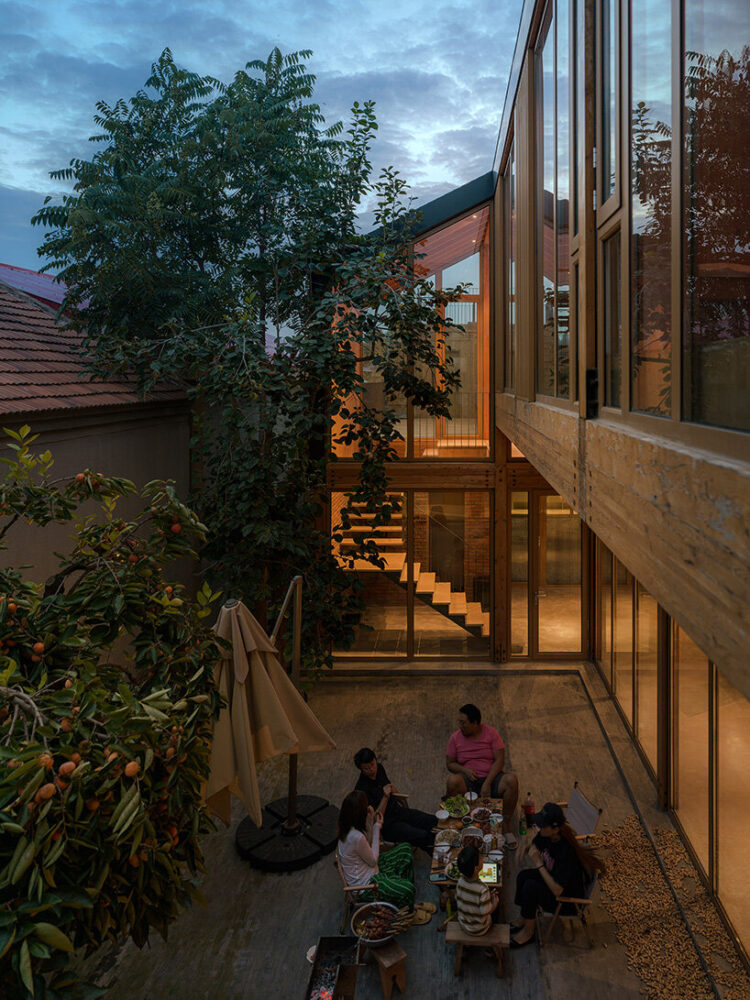 a composition of interlocking volumes and open courtyards