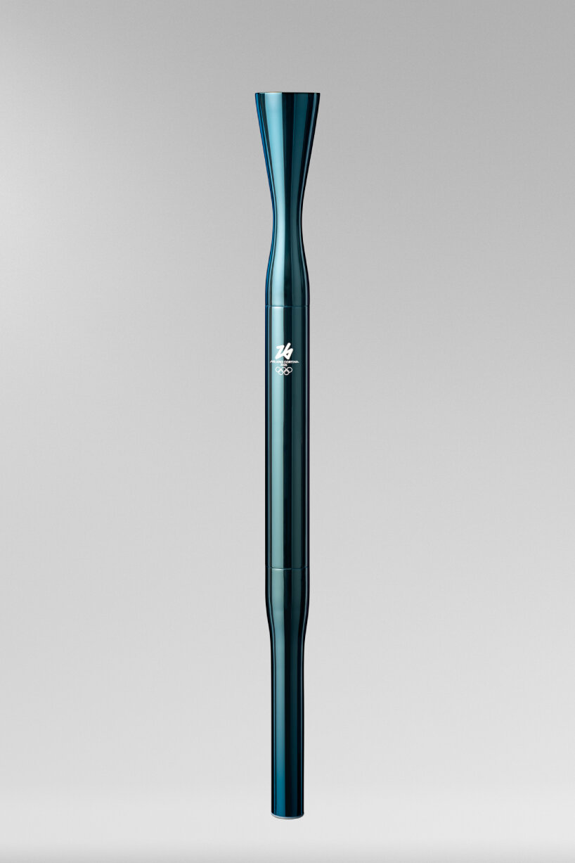 Olympic torch design, finished in a tone called Shades of Sky