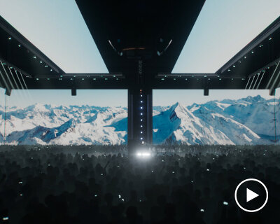 inside cercle odyssey's nomadic concert, 360-degree visual projections and live performances