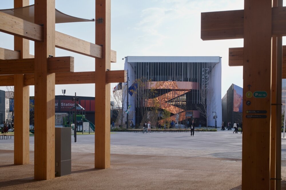 winding copper staircase fronts coldefy & carlo ratti's france pavilion at expo 2025 osaka