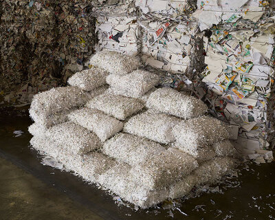 EX FIGURA's soft land repurposes paper waste into pillowed furniture at milan design week