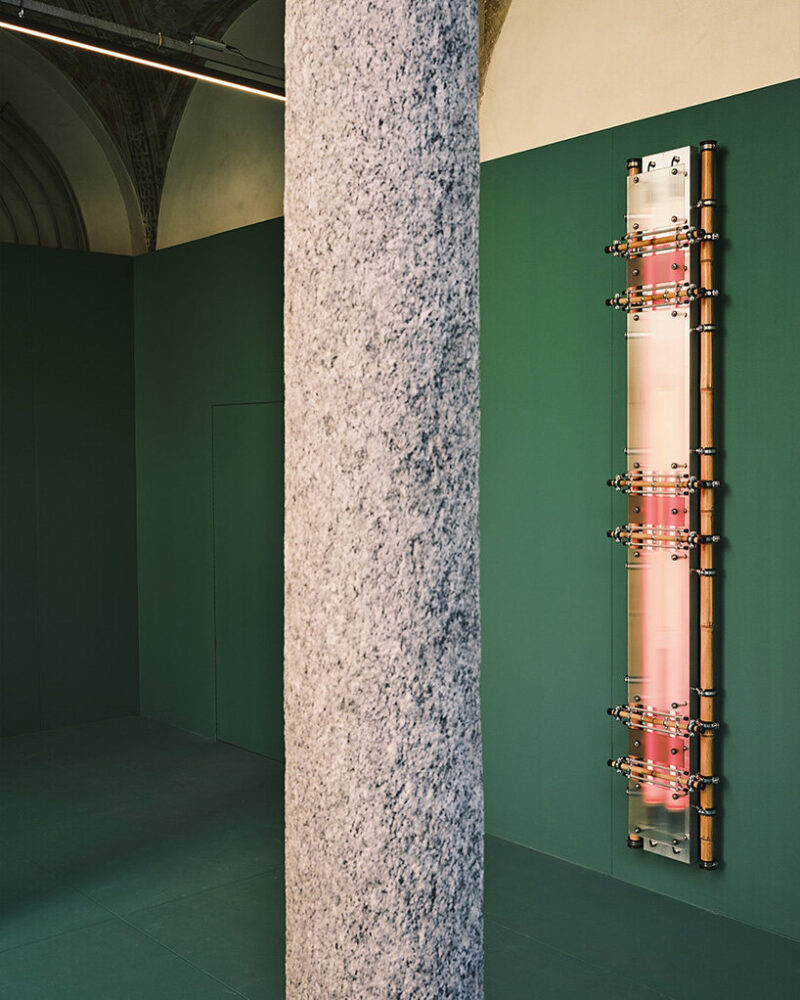 embedding cold cathode glass into bamboo structures