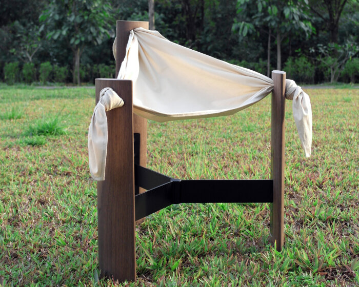 tan wei xiang knots used curtains and blankets for minimalist stools at milan design week