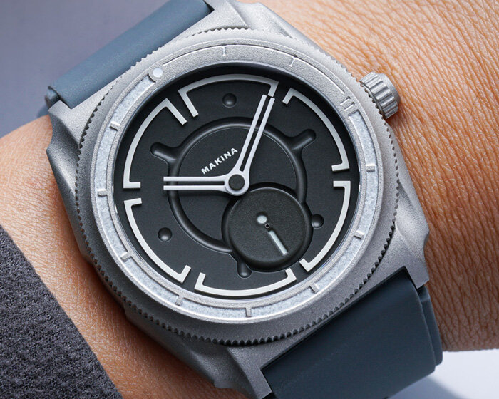 sculptural geometric lines contour makina's azazel_I timepiece encased in steel body