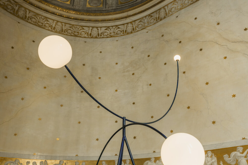 michael anastassiades on suspending modular lighting amid frescoed halls of milanese villa