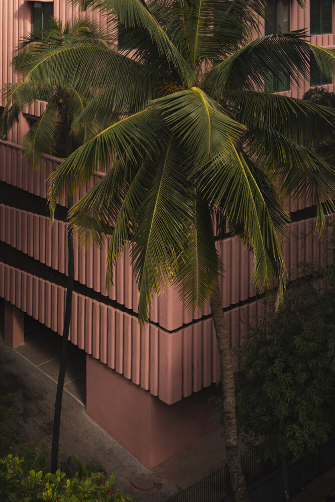 terraces and herb gardens punctuate the structure