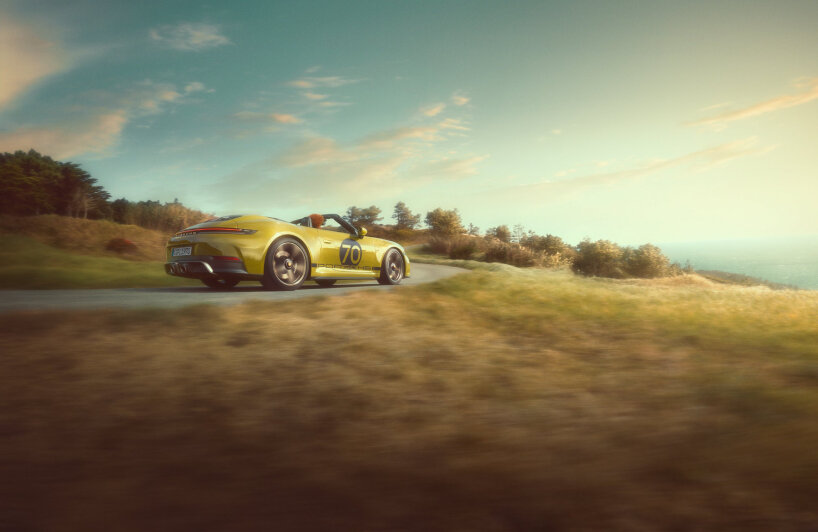 once the soft top folds down, the car visually exudes the body of a roadster and race-track vehicle