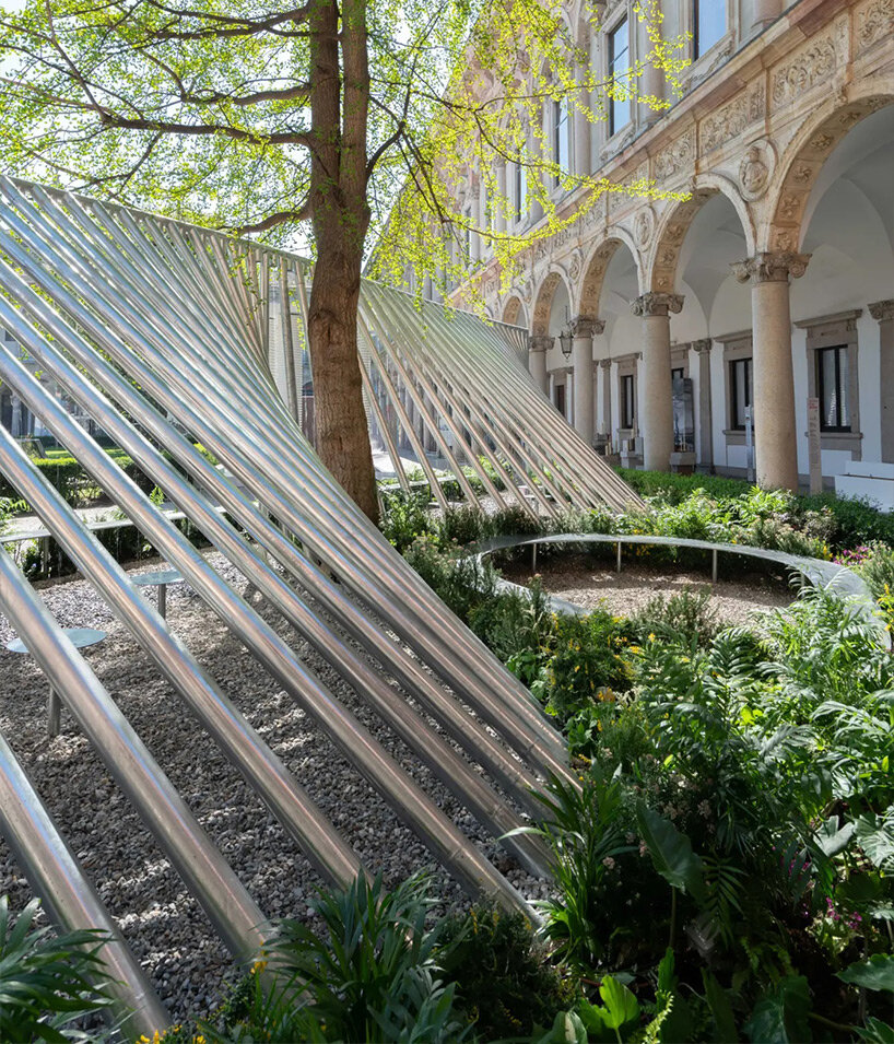 interactive buttons allow visitors to pause the water flow and reflect on daily usage