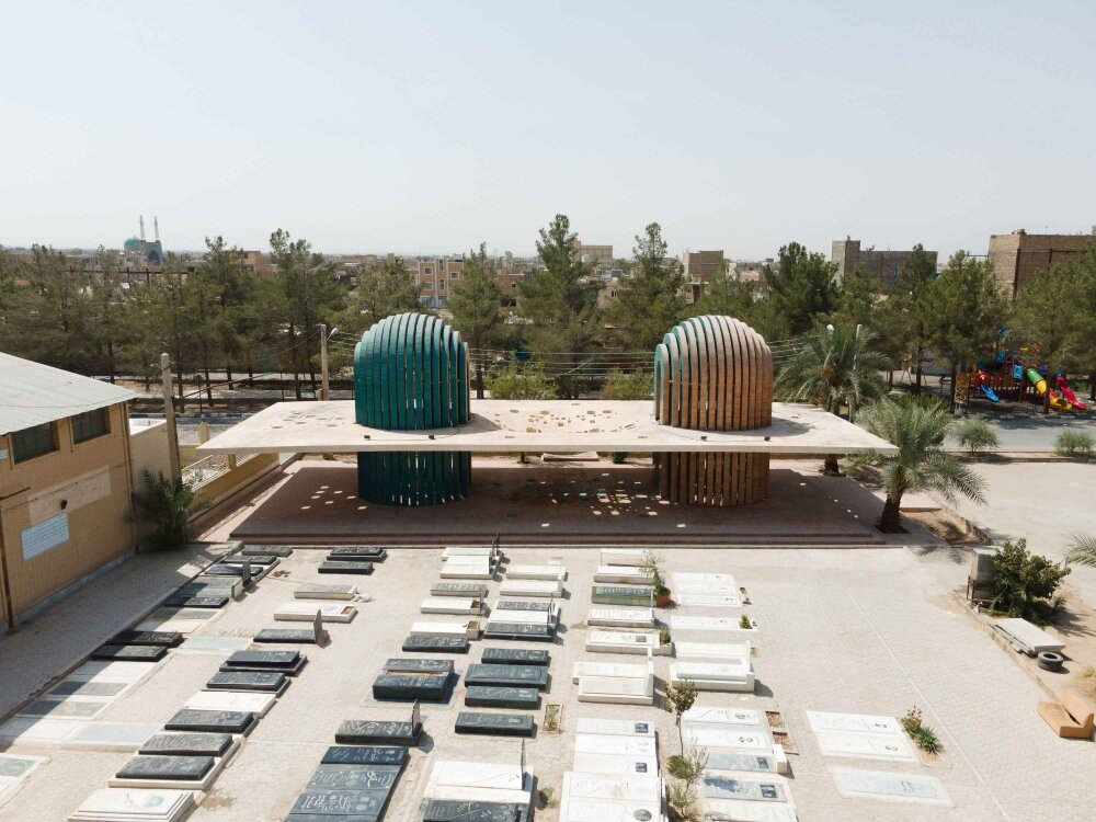 35-51 architects' two-domed shafagh tomb in iran reimagines mausoleum typology