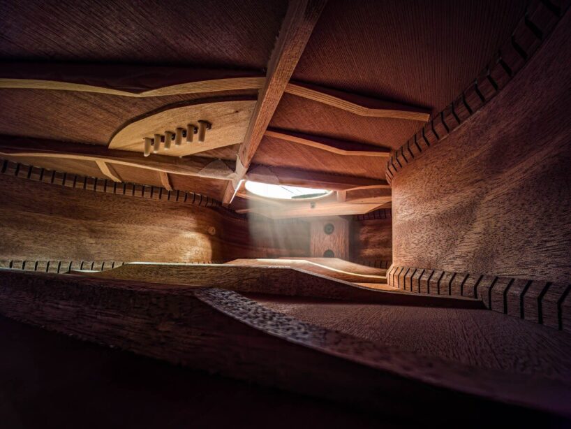 inside an acoustic guitar