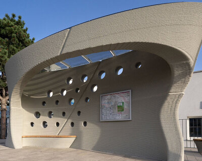 COLLARCH's concrete, 3D printed bus stop forms sculptural shelter in slovakia