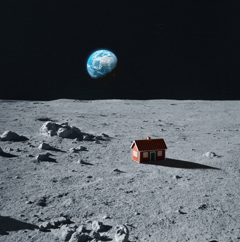 tiny red house moon